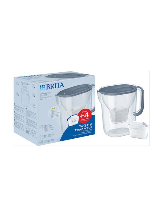 Brita Style Essential Serving Jug Plastic with 4 Replacement Filters