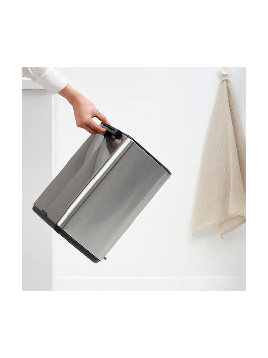 Brabantia Bo Pedal Waste Bin Made of Stainless Steel with Grey Pedal 12lt