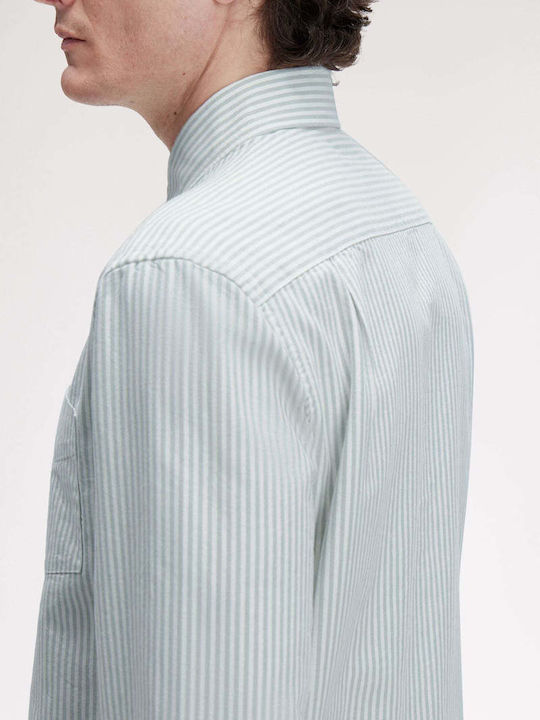 Long Sleeve Cotton Shirt In Regular Fit Striped White