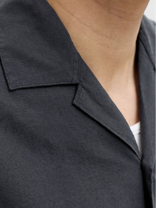 Resort Short Sleeve Linen Shirt Black