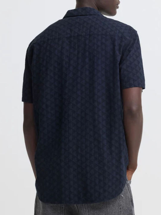 Short Sleeve Cotton Shirt In Regular Fit Black