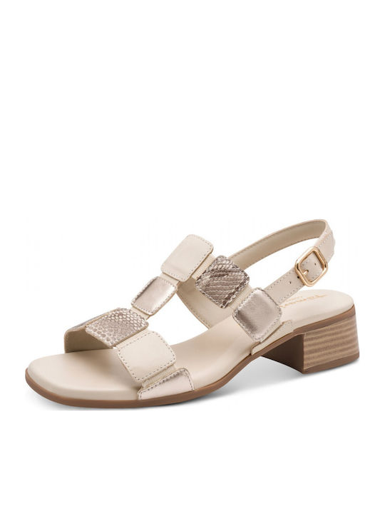 Damen Sandalen Aus Leder Beige