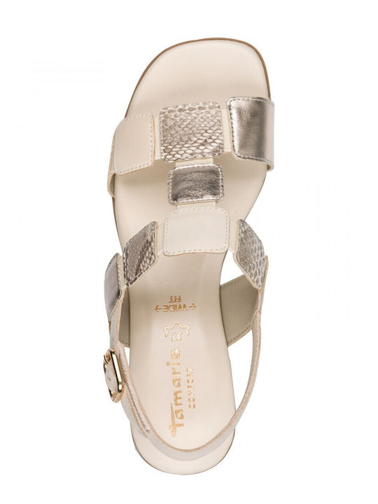 Damen Sandalen Aus Leder Beige