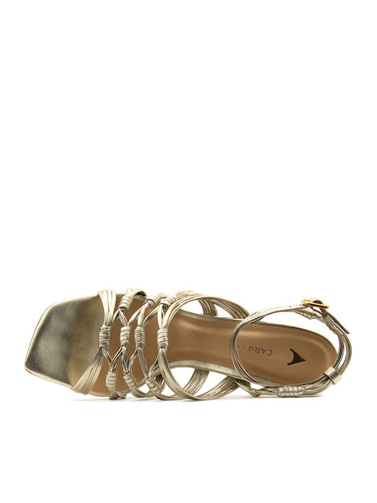 Damen Sandalen Aus Leder Gold