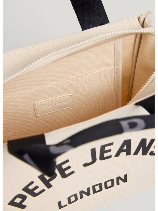 Pl0300175818creamwhite Fabric Women's Shoulder Bag Beige