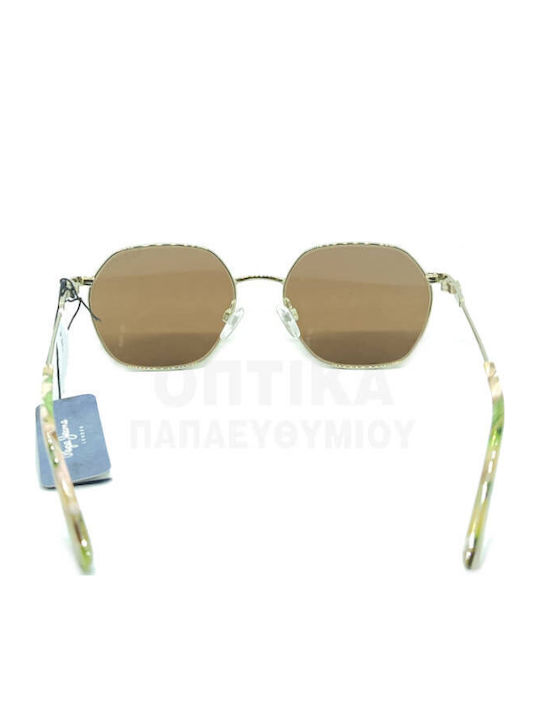 Pepe Jeans Pj5234 455 Unisex Sunglasses with Gold Frame and Brown Lens PJ5234-455