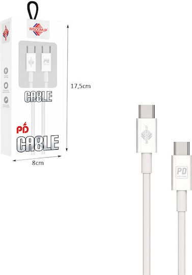 WisdomUp USB 2.0 Cable USB-C male - USB-C 66W PD 1m