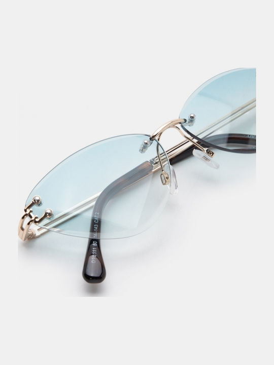 Luigi Unisex Sunglasses with Silver Metallic Frame and Turquoise Lens 4879733
