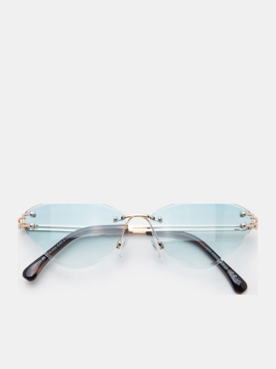 Luigi Unisex Sunglasses with Silver Metallic Frame and Turquoise Lens 4879733