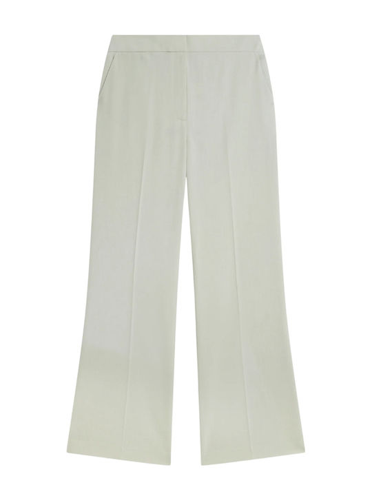 Women's Fabric Flared Trousers Green