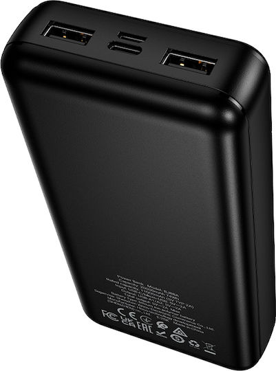 Borofone BJ88A Power Bank 20000mAh με 2 Θύρες USB-A και Θύρα USB-C Μαύρο