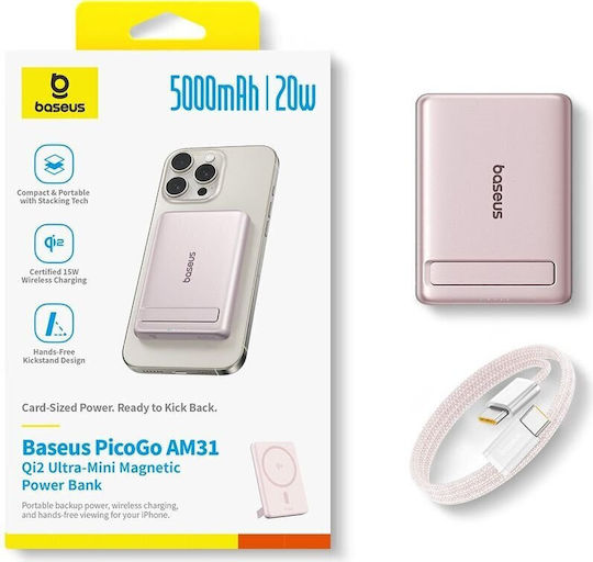 Baseus Picogo AM31 MagSafe Power Bank 5000mAh 20W Ροζ