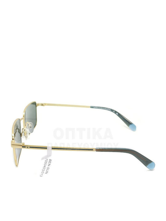 Benetton Men's Sunglasses With Gold Frame And Green Lens BE7050 403