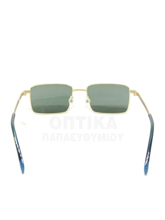 Benetton Men's Sunglasses With Gold Frame And Green Lens BE7050 403