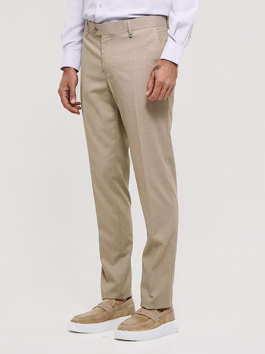 Elastic Beige Men's Trousers
