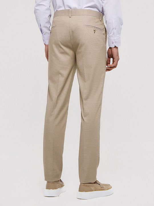 Elastic Beige Men's Trousers