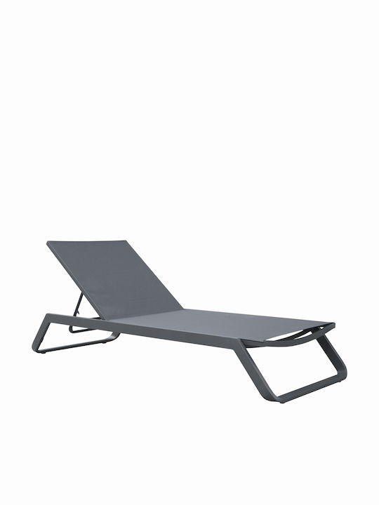 HomeMarkt Aluminium Garten- und Pool-Liegestuhl Marimar mit Textilene-Geflecht Grau 218x67x31cm