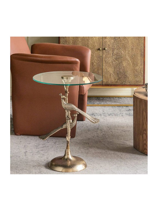 Round Side Table Noble Glass Gold M45xP45xH61cm