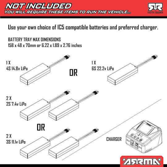 Arrma 6s 4x4 Rtr Τηλεκατευθυνόμενο Φορτηγό Μπλε