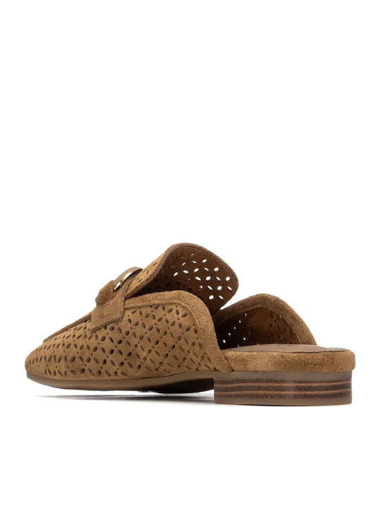 Suede Mules με Τακούνι σε Ταμπά Χρώμα