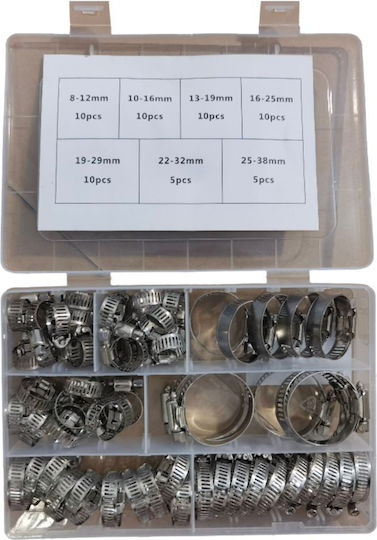 Kraft&dele Kd10865 Set Cleme Pentru Furtun ⌀ 8 38 Mm 60 Bucăți