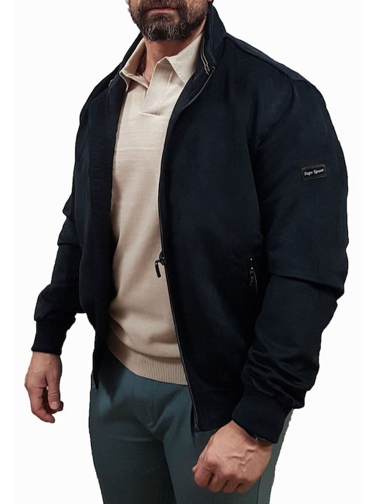 Sogo Lederjacke Blau