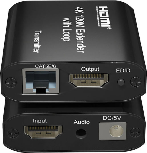 Powertech Hdmi Video Extender Cab-h195 Μέσω Καλωδίου Rj45 4k/30hz Loop Έως 120m Powertech