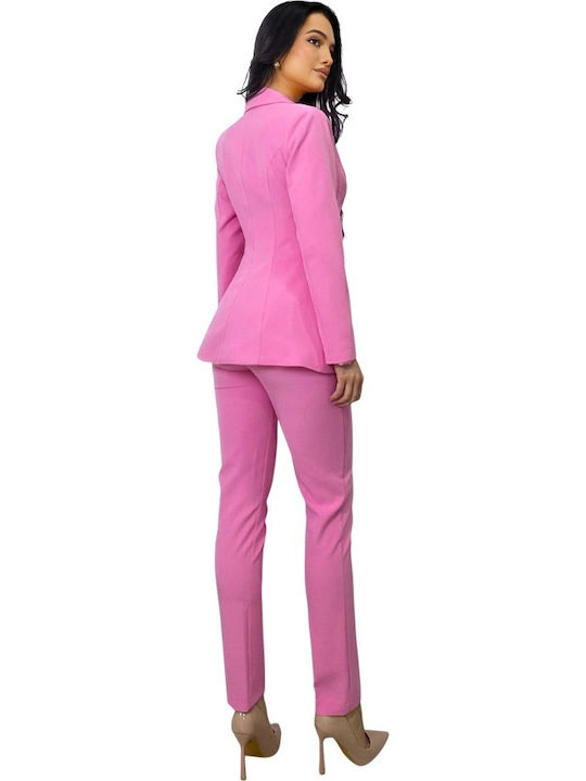 Women's Pink Suit in Tapered Leg Style