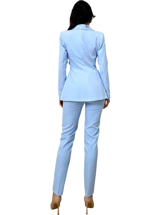 Women's Light Blue Suit in Tapered Leg Style