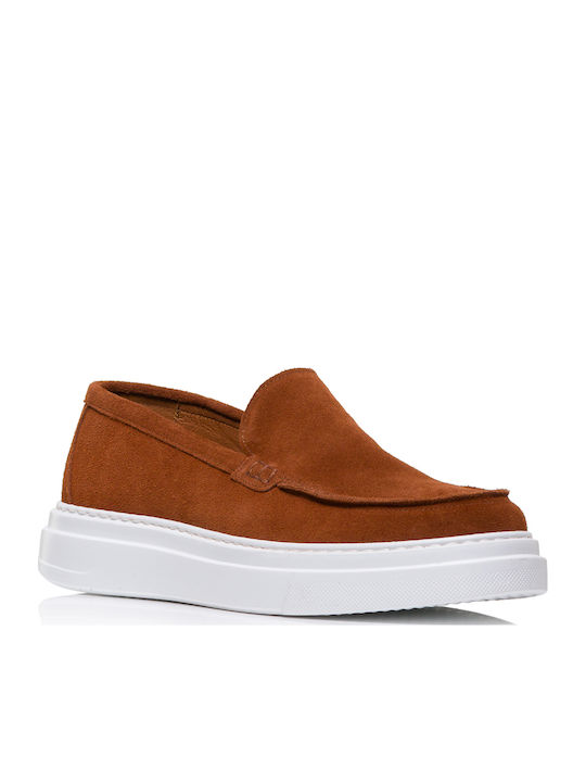Leather Men's Loafers in Tabac Brown Colour