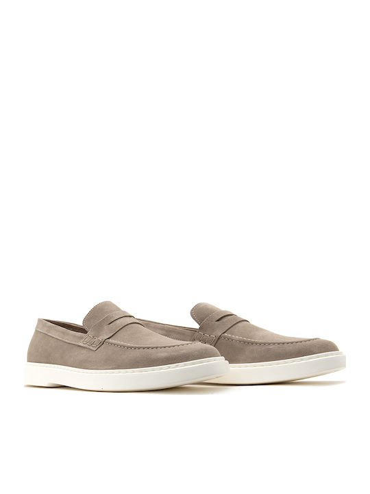 Suede Men's Loafers in Gray Colour