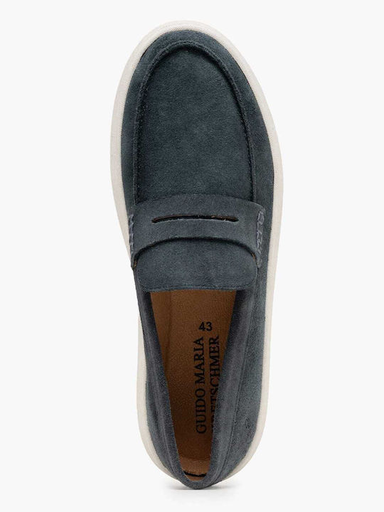 Leder Herren Mokassins in Blau Farbe