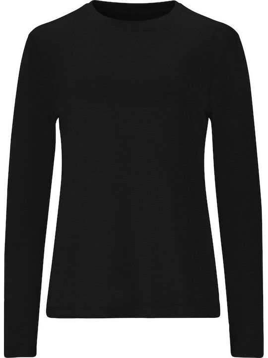 Damen Langärmeliges Top Schwarz Meliert