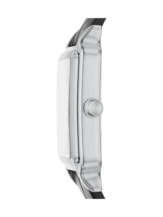 Emporio Armani Ανδρικό Ρολόι 36mm Μπαταρίας με Μαύρο Δερμάτινο Λουράκι
