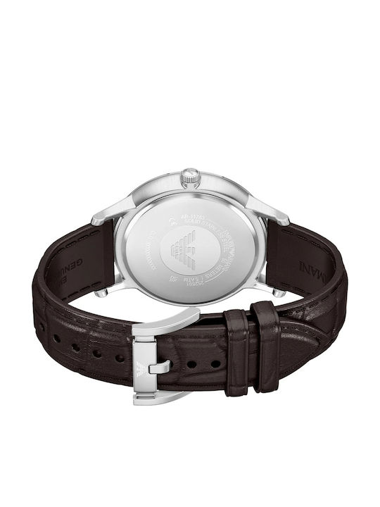 Emporio Armani Ανδρικό Ρολόι 43mm Μπαταρίας με Μαύρο Δερμάτινο Λουράκι
