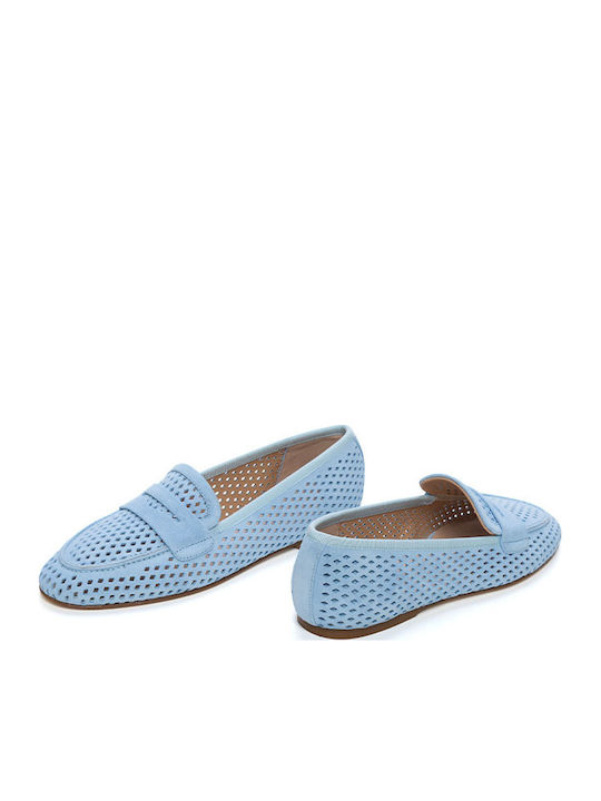 Δερμάτινα Γυναικεία Loafers σε Γαλάζιο Χρώμα