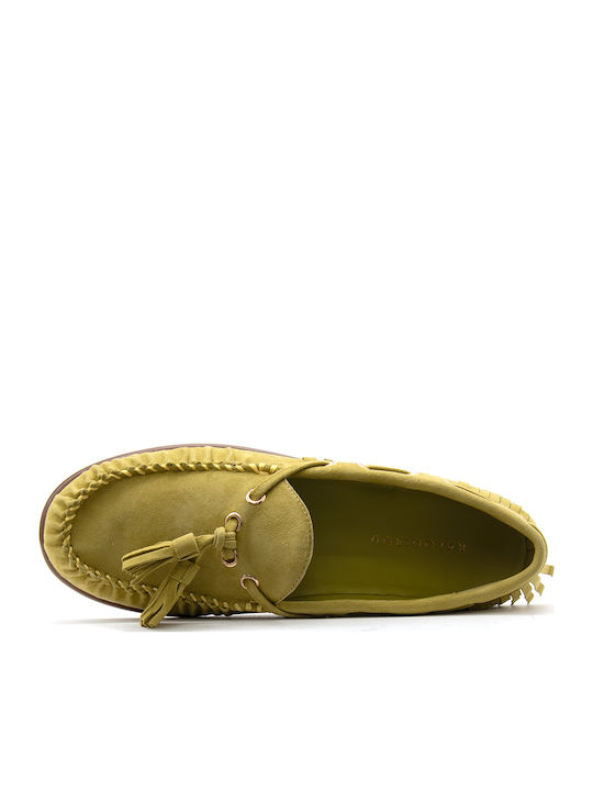 Loafers Dama Din Piele În Culoare Galbenă