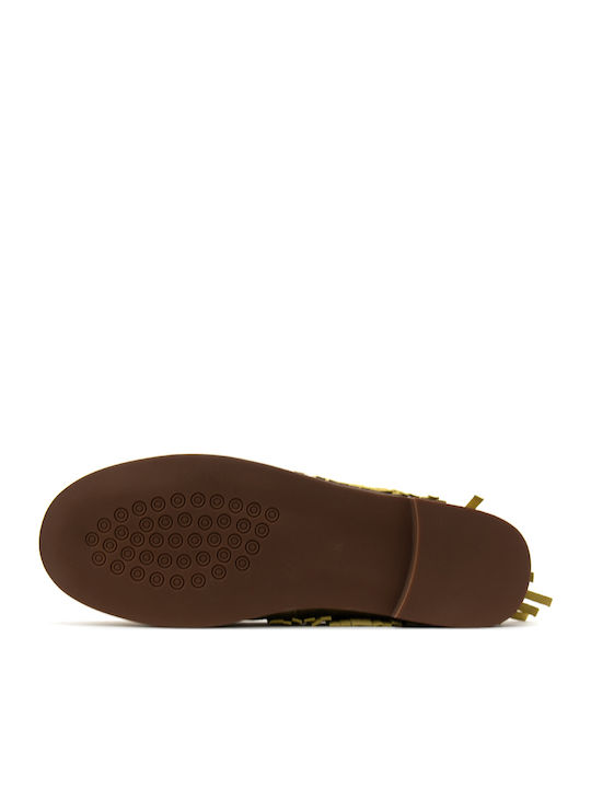 Loafers Dama Din Piele În Culoare Galbenă