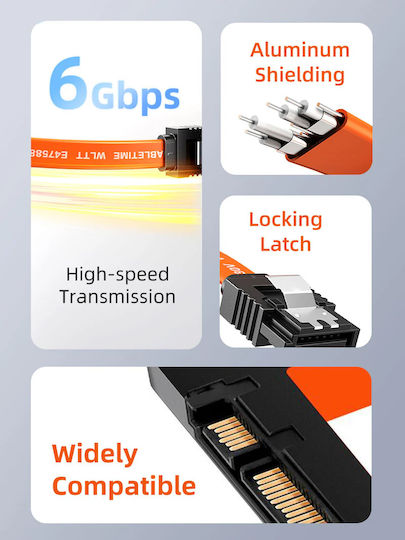 Cabletime Sata Iii Cable Ct-sata3r Angled 6gbps 0.50m Orange Ct-sata3r-b0.5