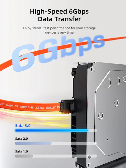 Cabletime Sata Iii Cable Ct-sata3r Angled 6gbps 0.50m Orange Ct-sata3r-b0.5