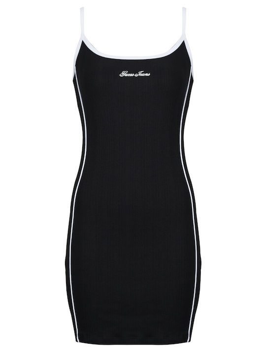 Summer Mini Athletic Dress with Spaghetti Straps Black
