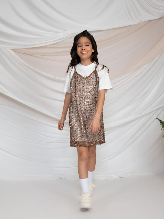 Mädchenkleid Ärmellos Set aus 2 mit Deckel Braun