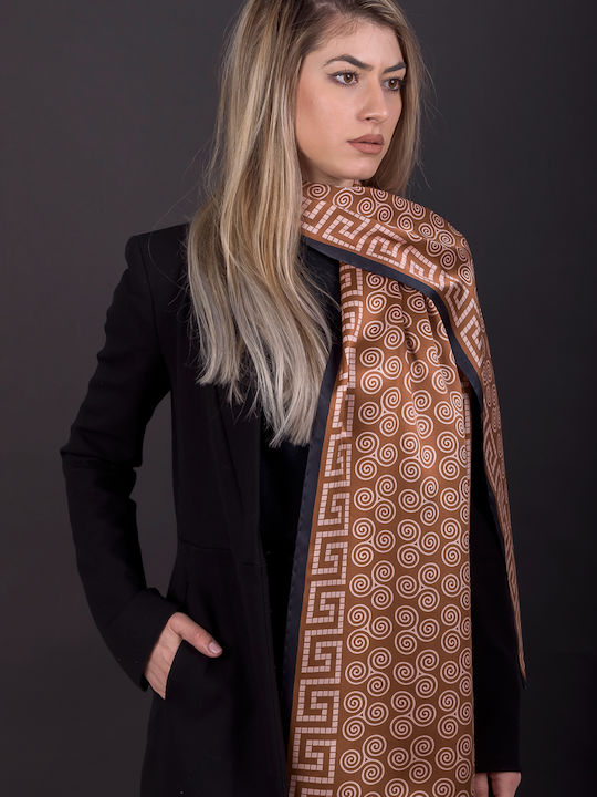 Kalfas Luxury Silk Damen Seiden Schal Braun