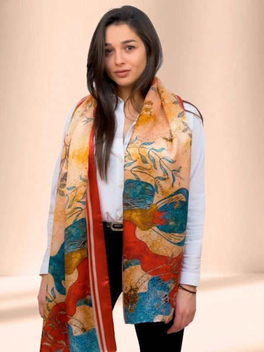 Kalfas Luxury Silk Олметаксо Дамско Копринено Шал Червен