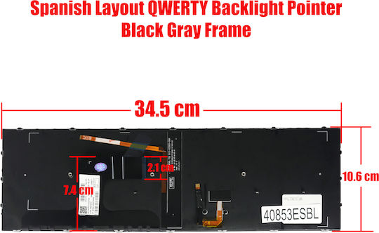 Spanish Laptop Keyboard for HP Zbook Fury 17 G7 Zbook Fury 17 G8 M20128-001 M04679-001 NSK-X11BC M20128-A41 ES Backlit Pointer Black Gray Frame Code 40853ESBL
