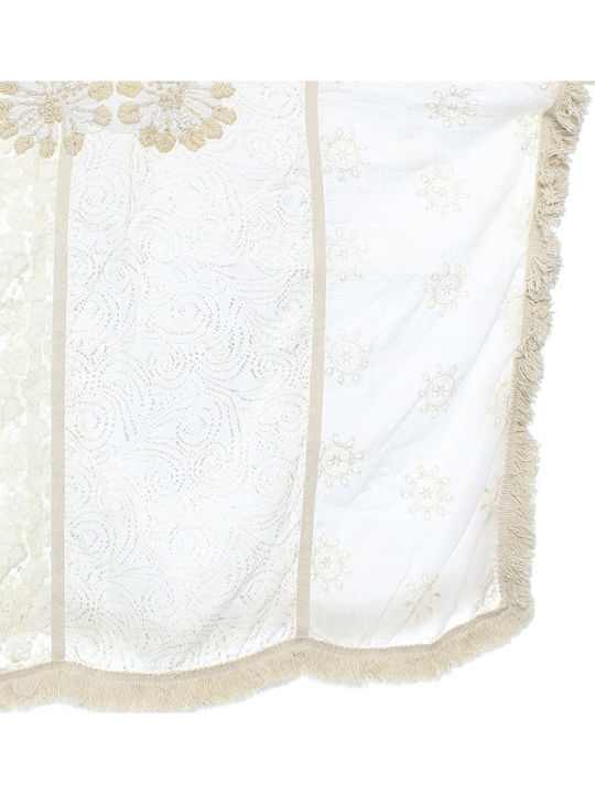 Beach Pareo Women's Alex.max Cotton One Size Embroidery White Beige Pareo203