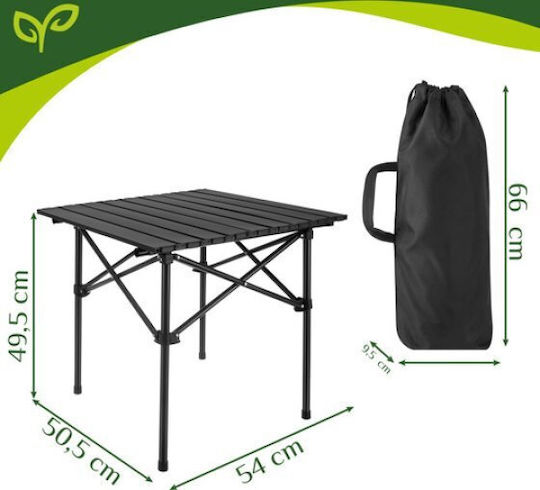 Gardlov Steel Table for Camping Folding 54x50.5x49.5cm Black