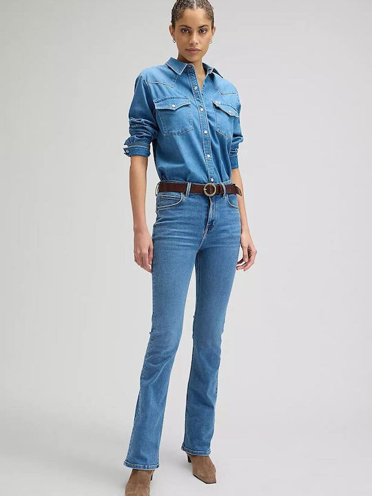 Ψηλόμεσο Γυναικείο Jean Παντελόνι Καμπάνα σε Skinny Εφαρμογή