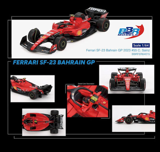 Model Mașină Ferrari Sf23 #55 C Sainz Gp Bahrain 2023 Scara 1:64 Bbr Bbrfer64015