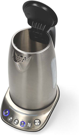Nedis 1,7l Edelstahl Wi-Fi Verbunden Elektrischer Wasserkocher Mit Einstellbarer Temperatur Silber 2200w